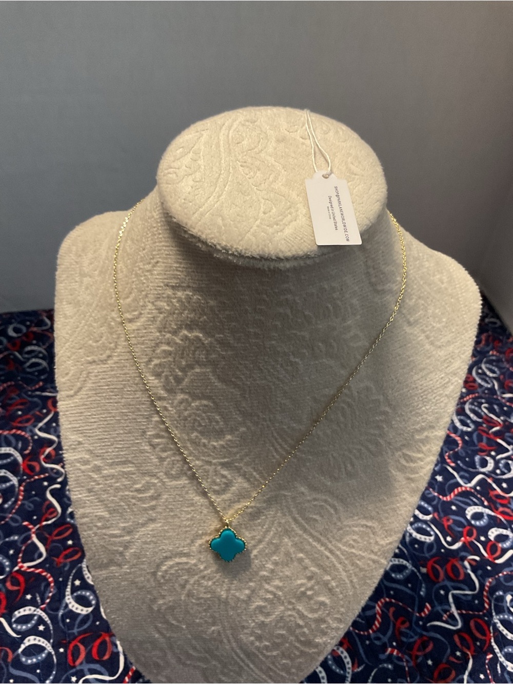 Park Lane Gold Necklace with Turquoise Clover Pendant Lana